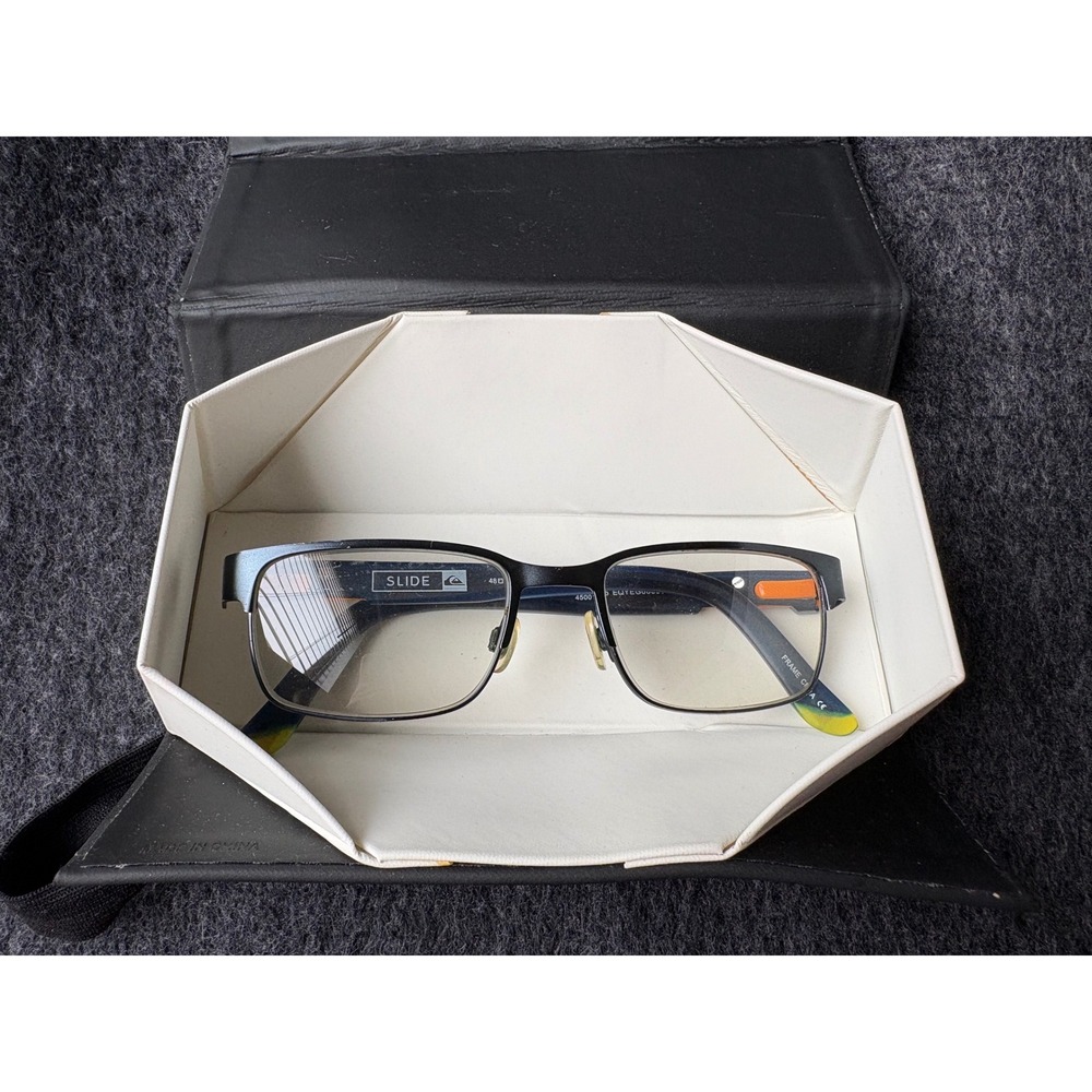 Quiksilver Slide Kids Eyeglasses Frame Navy Blue Black Rectangle EQYEG00006 Case